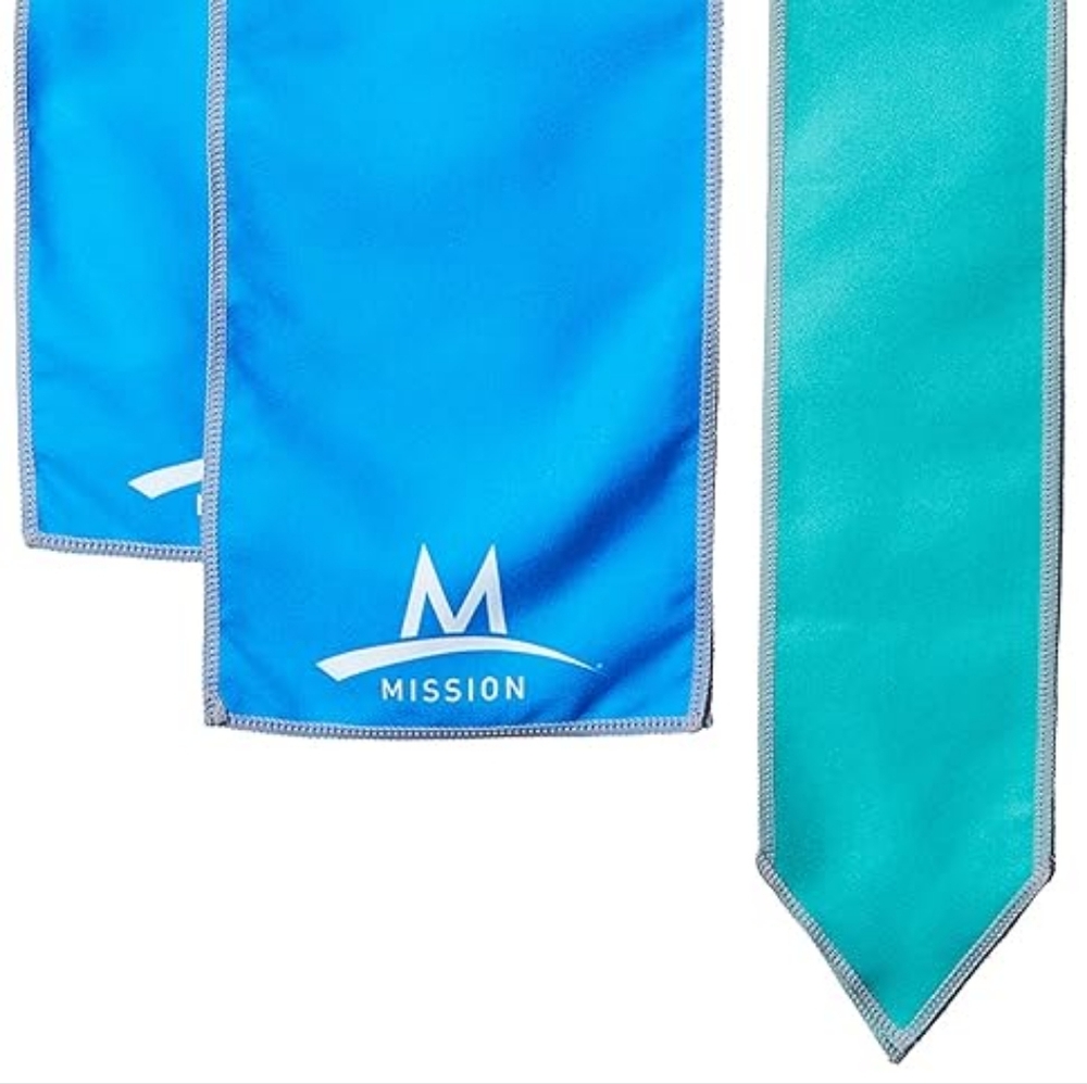 Mission Cooling Towel Combo 2 Towels 8"x30" & 1 Headband - Blue + Teal NWT